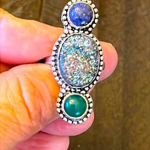 Druzy 925 triple stone Ring size 9
